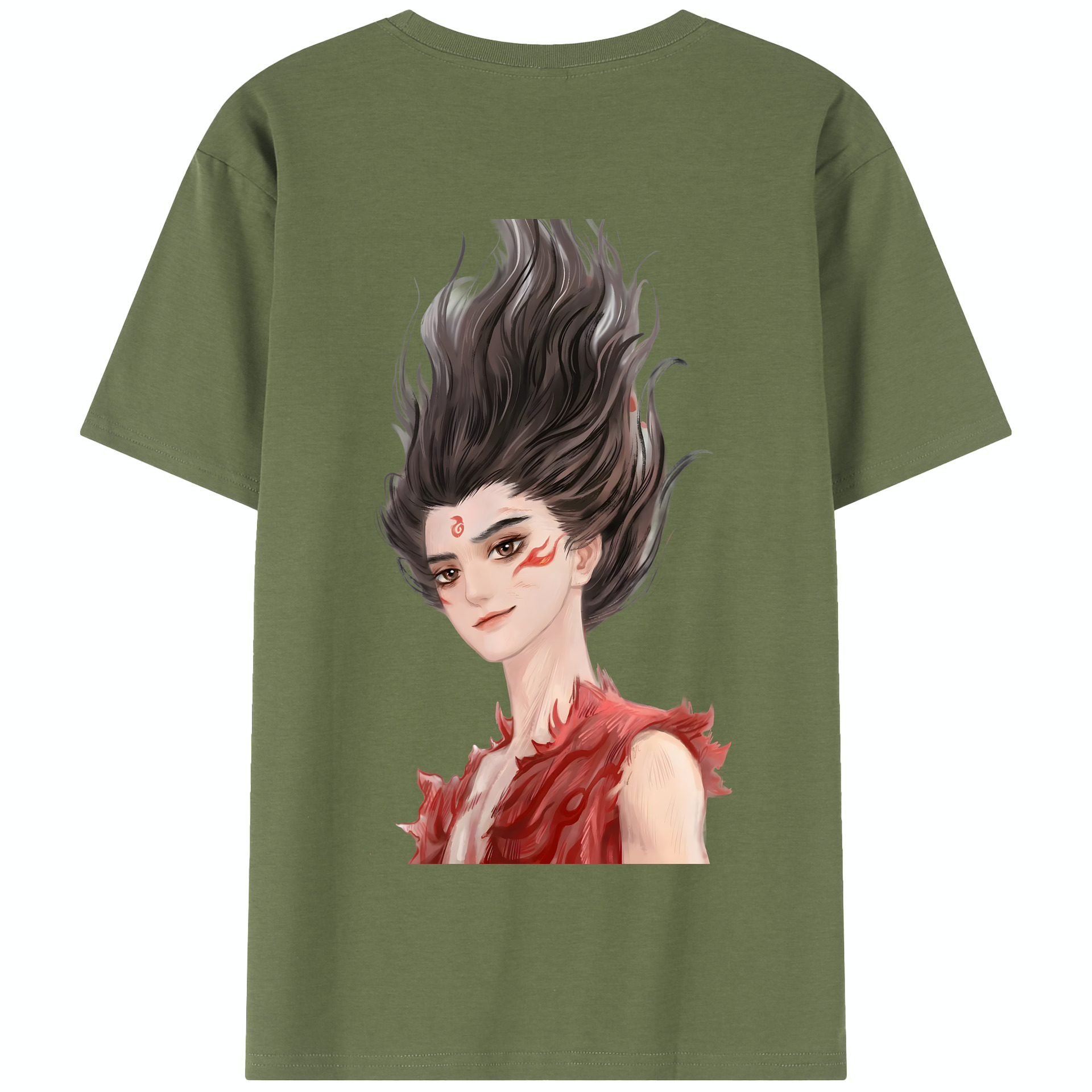 （画像用） Ne Zha 2 ナタ 魔童の大暴れ 綿100％半袖Tシャツ（背面プリント）